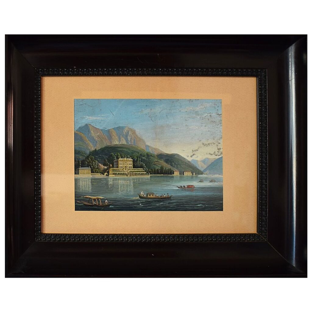 Tempera su carta raffigurante Villa Sommariva (oggi Villa Carlotta), Lago di Como, Seconda metà XIX secolo