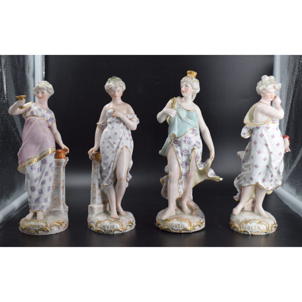 Meissen – Serie di quattro allegorie dei Vizi Capitali Gola, Invidia, Orgoglio e Collera
