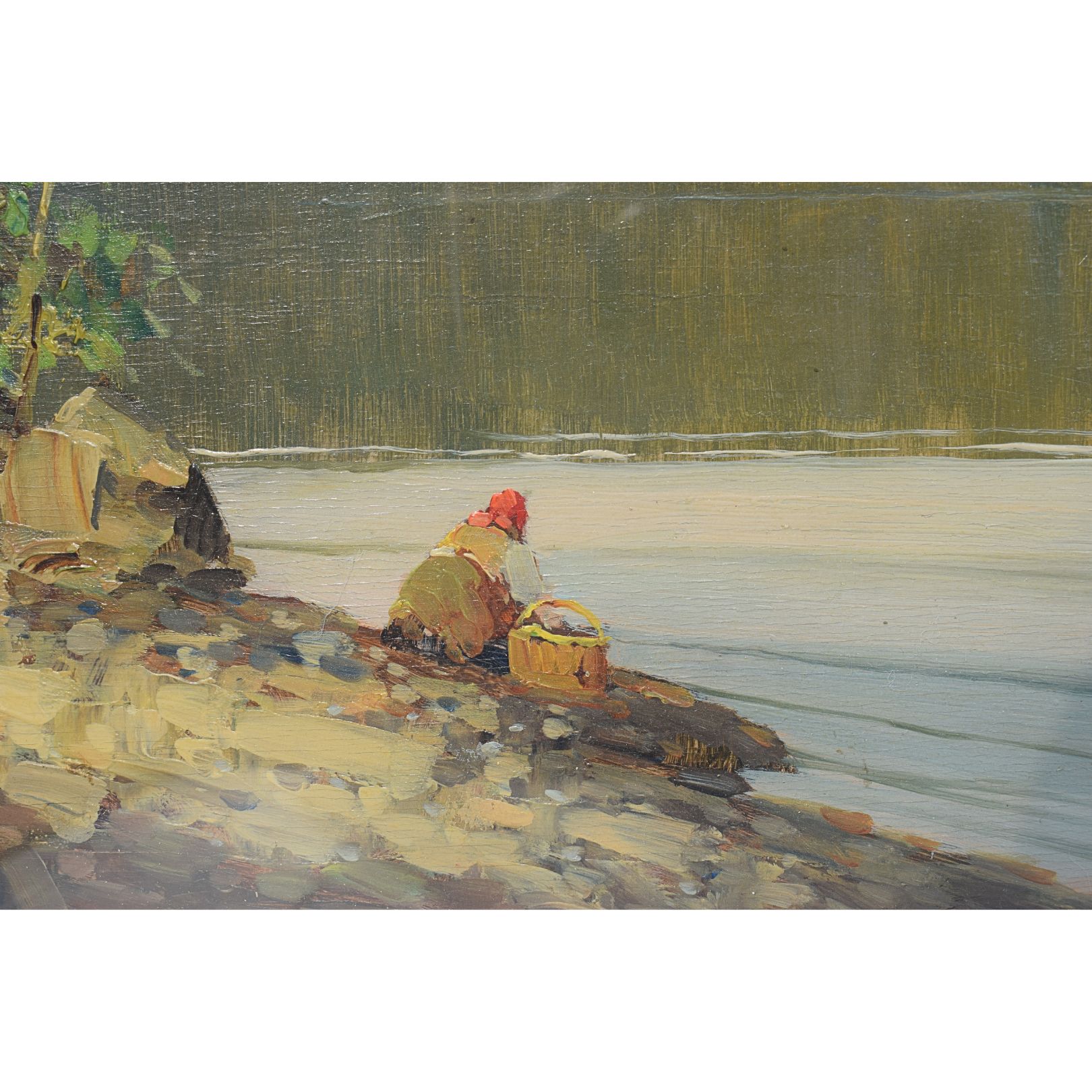 Mario Moretti Foggia (1882 - 1954), Veduta lacustre con lavandaia - immagine 3