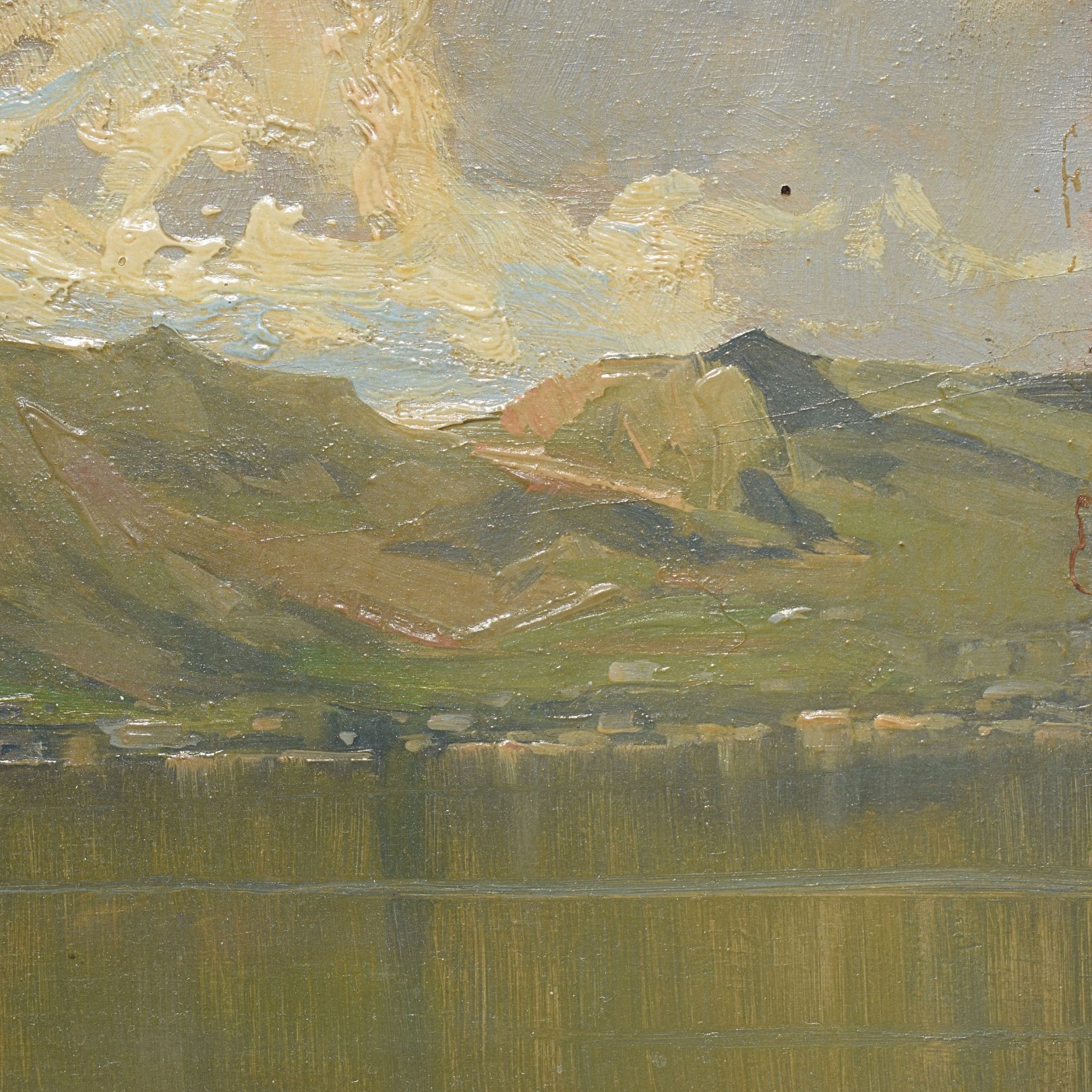 Mario Moretti Foggia (1882 - 1954), Veduta lacustre con lavandaia - immagine 9