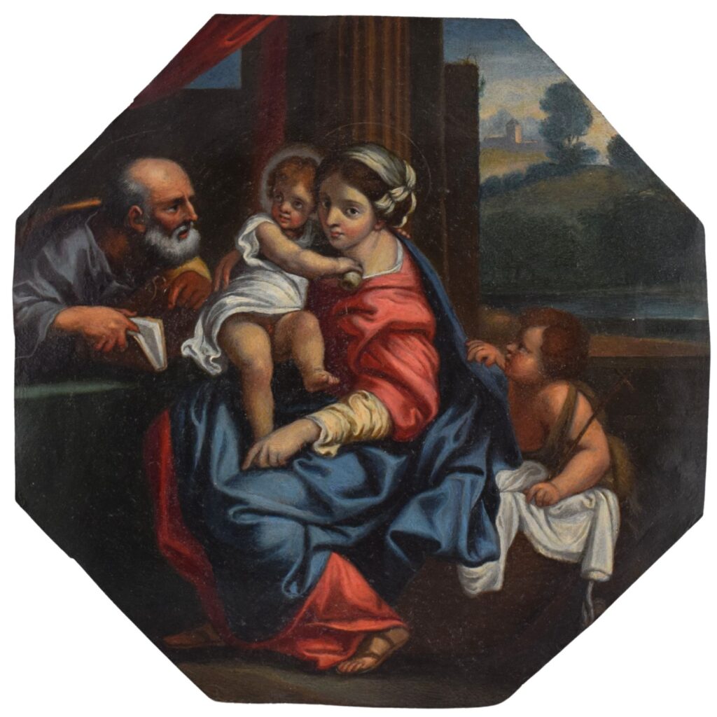 Sacra Famiglia con San Giovannino su rame, da Annibale Carracci