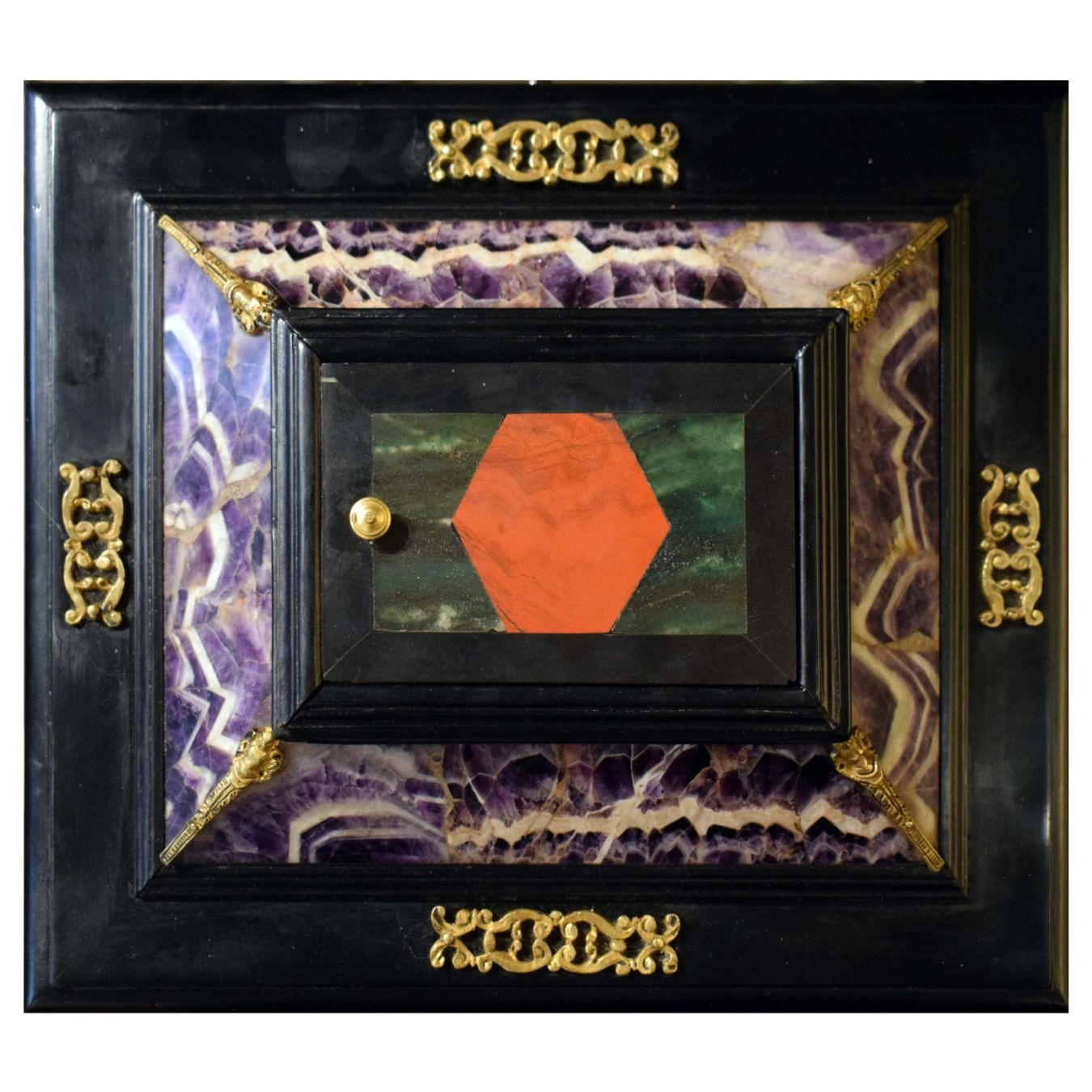 Stipo cofanetto in pietre dure policrome e bronzi dorati, XIX secolo - immagine 4